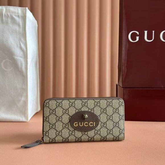 GUCCI Neo Vintage Series Long Metal Tiger Head Monogram Canvas Wallet Wallet - Picture 1 of 9